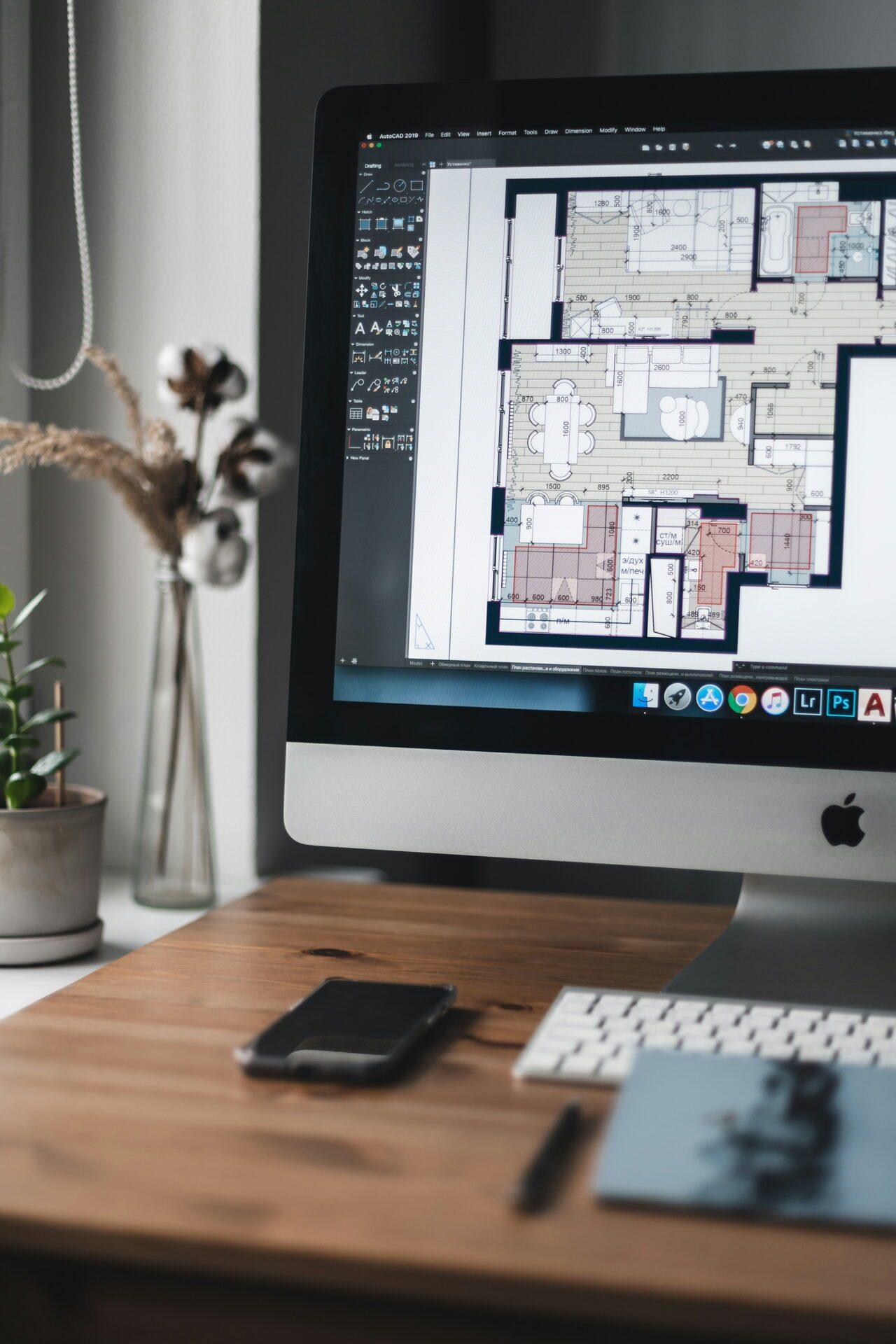 Revit and CAD software on a studio monitor